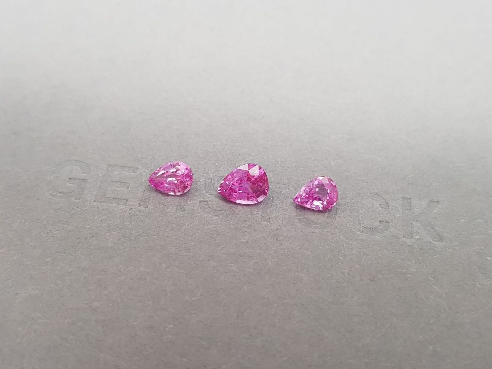 Set of unheated pear cut pink sapphires from Madagascar 2.05 ct Image №3