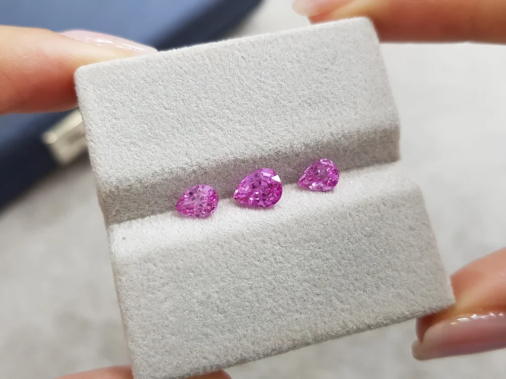 Set of unheated pear cut pink sapphires from Madagascar 2.05 ct Image №4