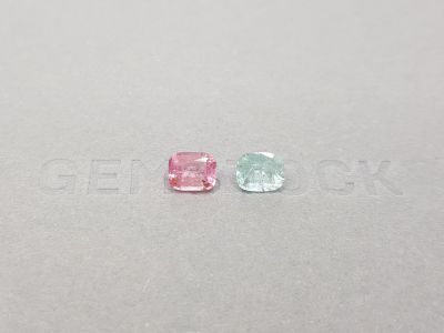 Contrasting pair of blue and pink tourmalines 1.78 ct photo