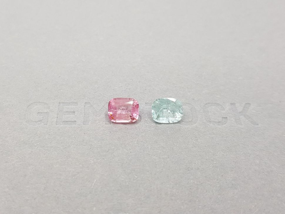 Contrasting pair of blue and pink tourmalines 1.78 ct Image №1
