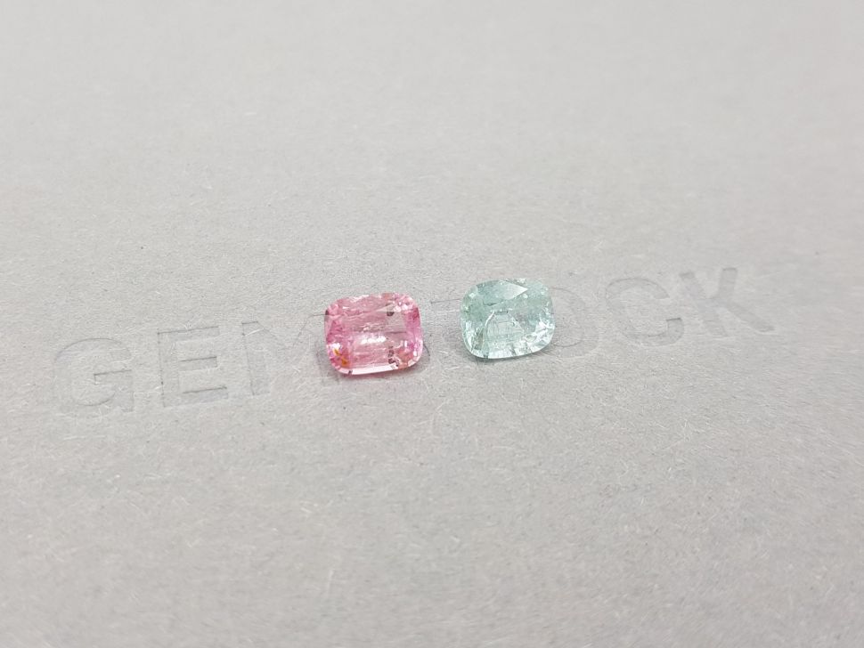 Contrasting pair of blue and pink tourmalines 1.78 ct Image №2