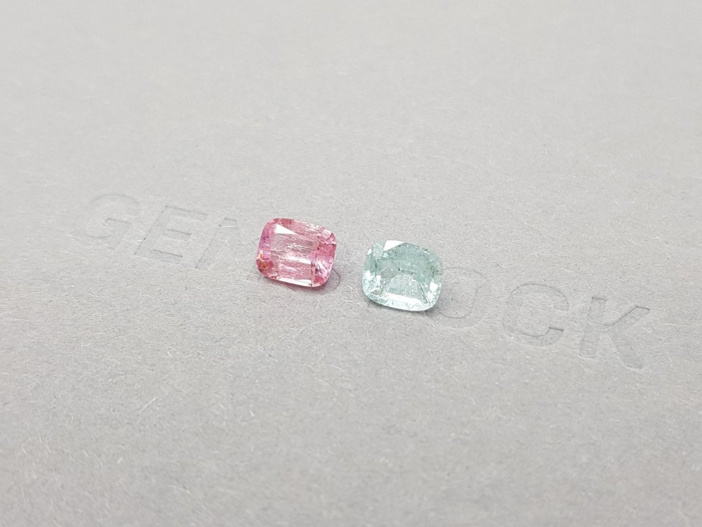 Contrasting pair of blue and pink tourmalines 1.78 ct Image №3
