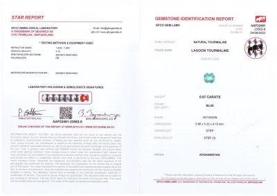 Certificate Tourmaline indicolite octagon cut 0.97 ct, Afghanistan