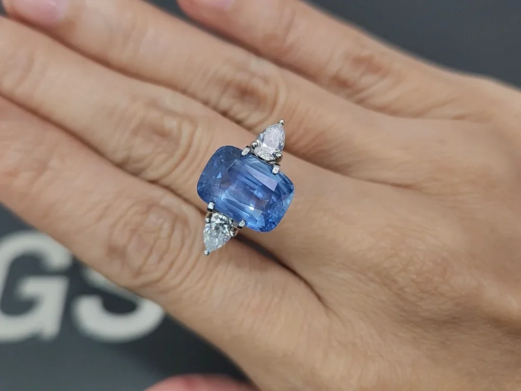 Zafiro azul de talla cojín sin calentar de 7,51 quilates, Sri Lanka Image №5