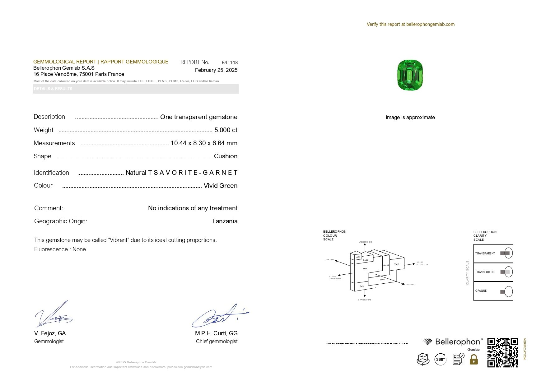 Garnet tsavorite Vibrant green cushion cut 5.00 carats, Tanzania  Image №6