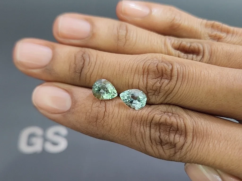 Paar birnenförmig geschliffene aquamarine 3,25 karat, Mosambik Image №2