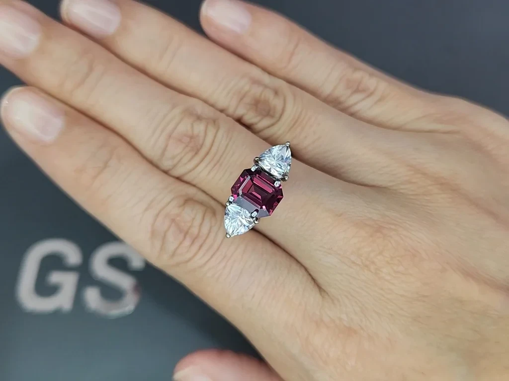 Purple garnet rhodolite octagon cut 2.41 carats, Tanzania Image №5