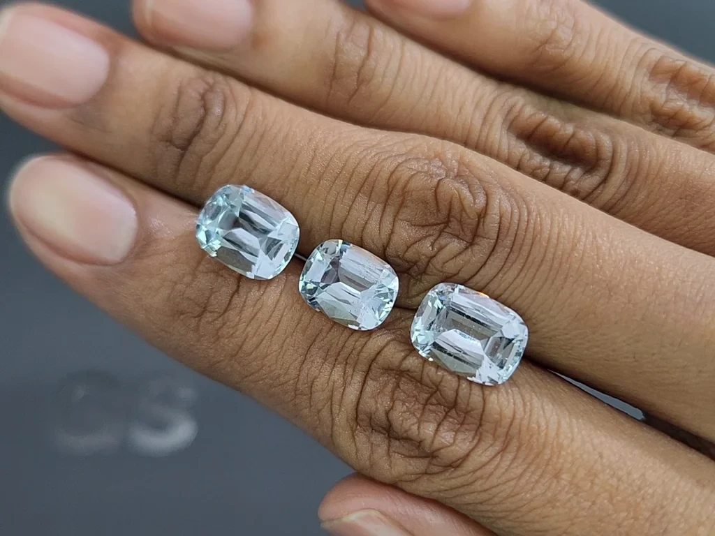 Set of aquamarines cushion cut 8.95 carats, Madagascar Image №2