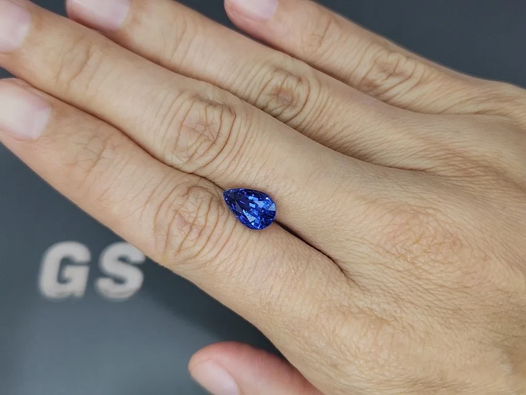 Saphir bleu taille poire de 3,09 carats, Sri Lanka Image №2