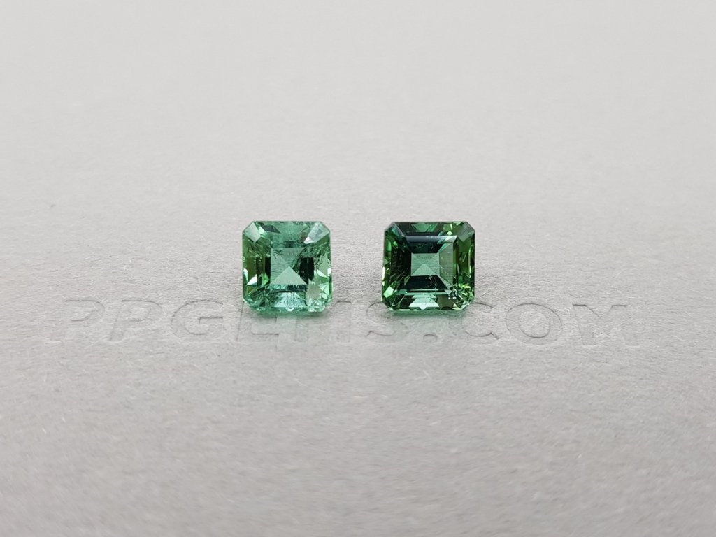 Pair of emerald cut verdelites 3.23 ct, Afghanistan Image №1