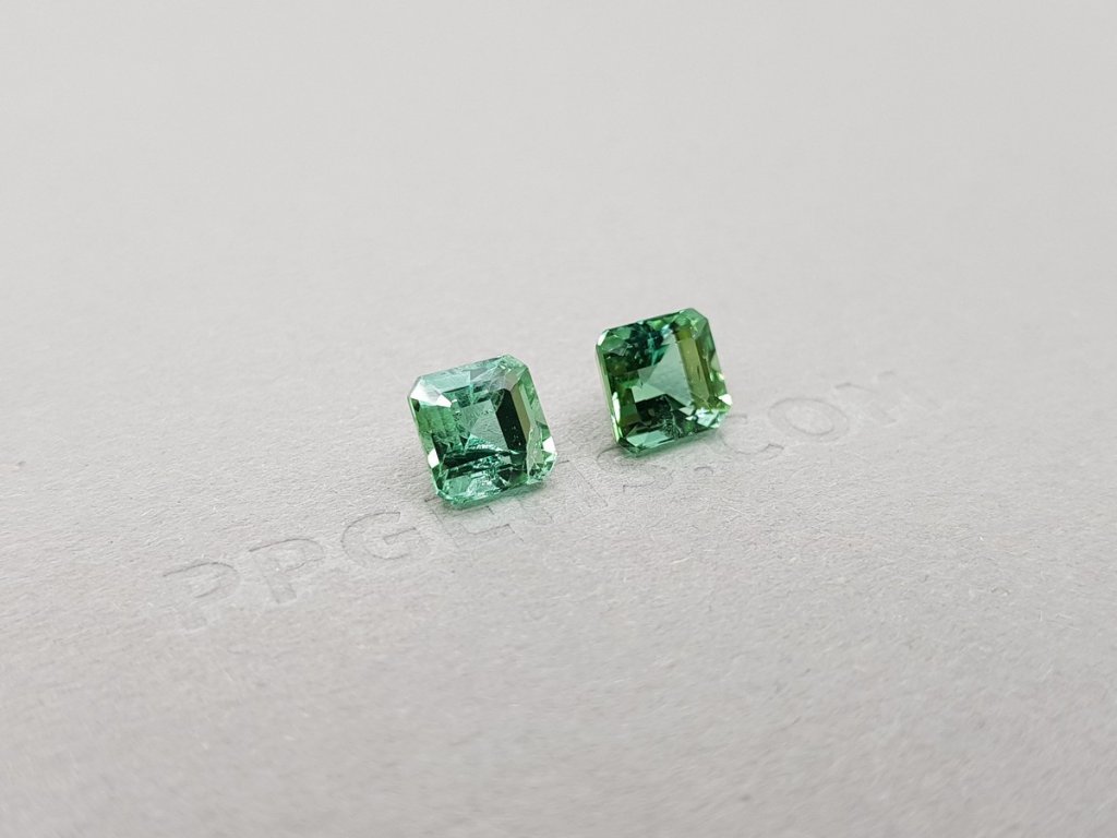 Pair of emerald cut verdelites 3.23 ct, Afghanistan Image №2