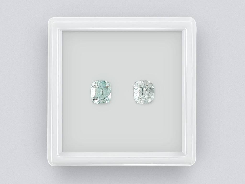 Pair of light blue cushion cut tourmalines 2.17 ct Image №1