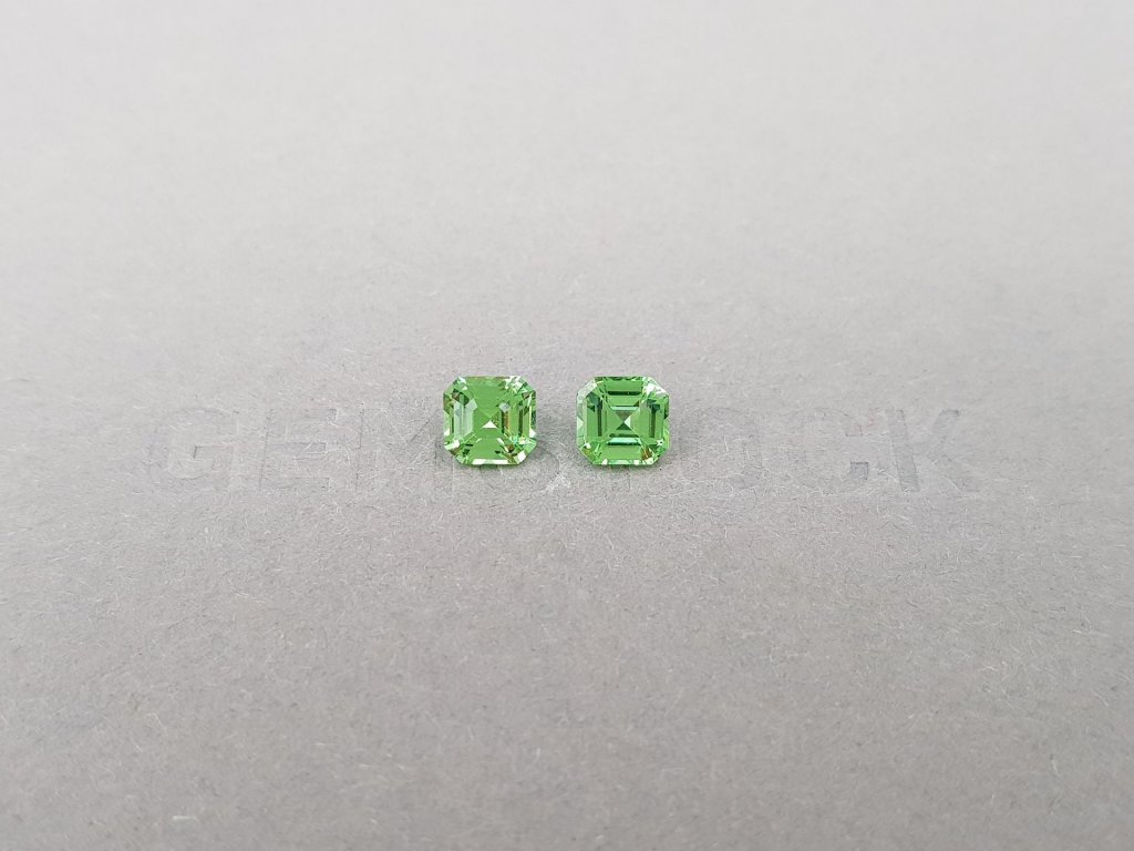 Pair of neon green tsavorite garnets in octagon cut 2.06 ct Image №1
