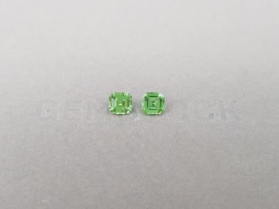 Pair of neon green tsavorite garnets in octagon cut 2.06 ct photo