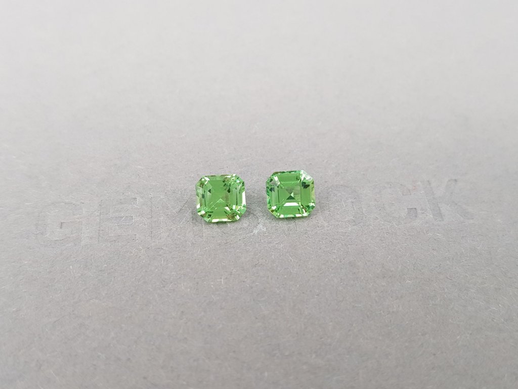 Pair of neon green tsavorite garnets in octagon cut 2.06 ct Image №2