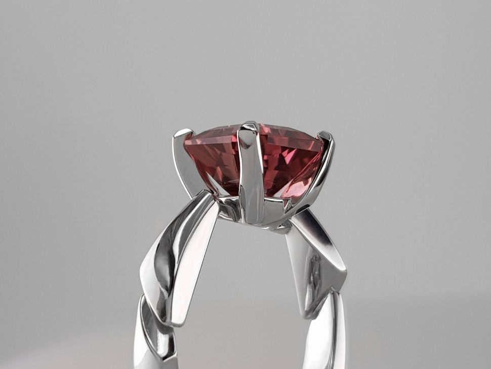 Ring with rubellite tourmaline 3.88 ct  in 18K white gold Image №4