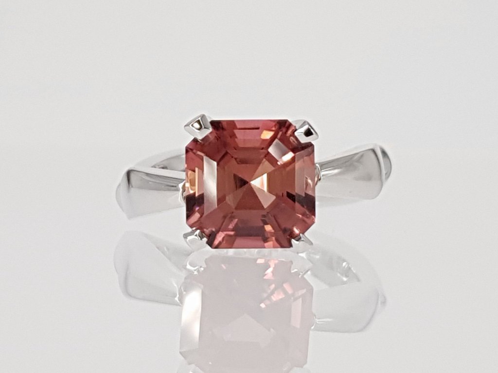 Ring with rubellite tourmaline 3.88 ct  in 18K white gold Image №1