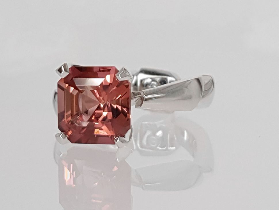 Ring with rubellite tourmaline 3.88 ct  in 18K white gold Image №3