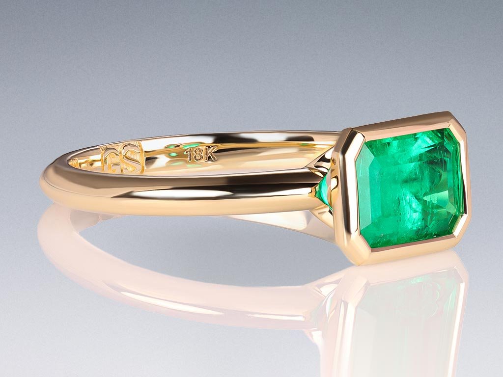Ring with Muzo Green emerald 1.57 ct in 18K yellow gold Image №2
