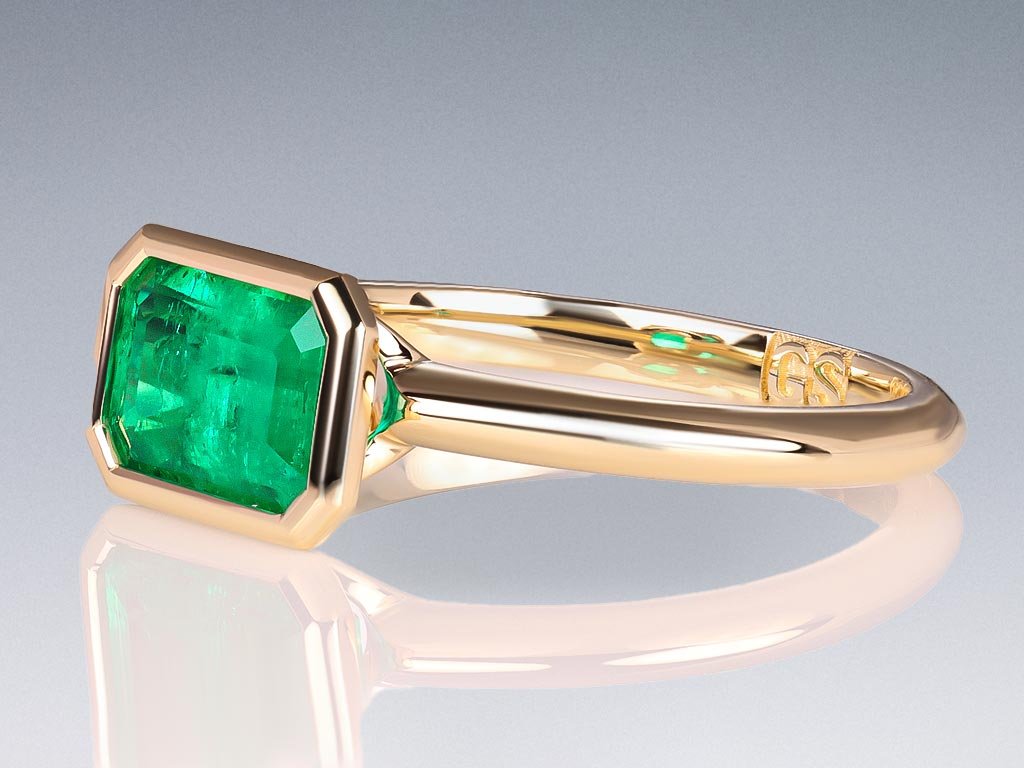 Ring with Muzo Green emerald 1.57 ct in 18K yellow gold Image №3