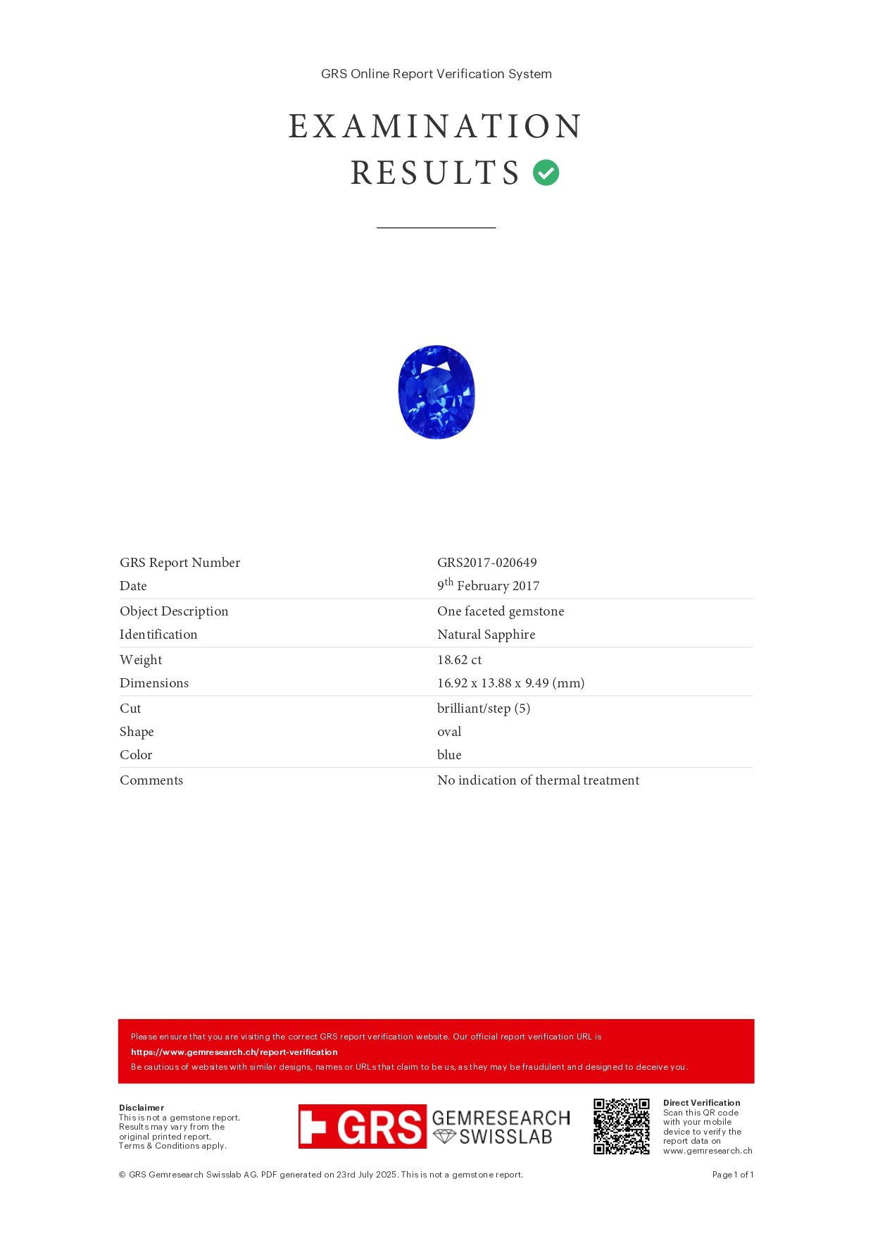 Zafiro azul intenso de talla cojín sin calentar de 18,62 quilates,  Africa Image №7