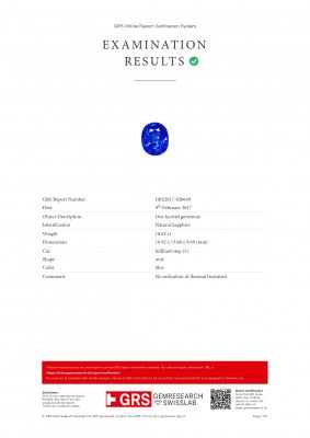 Certificate Zafiro azul intenso de talla cojín sin calentar de 18,62 quilates,  Africa