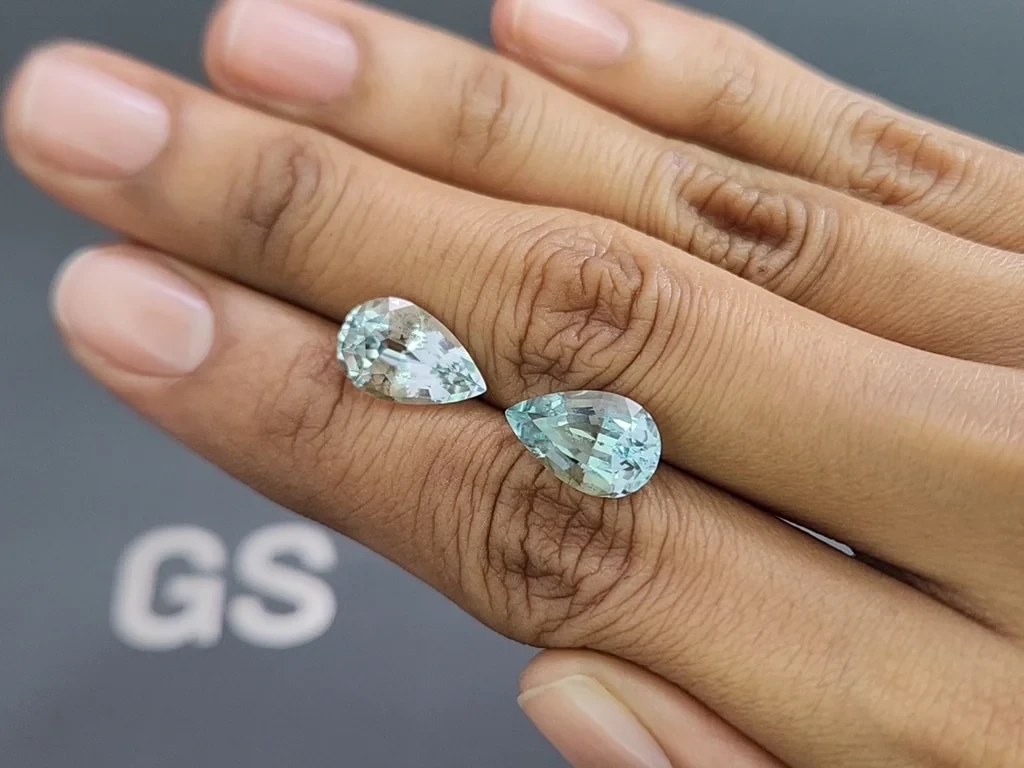 Paar birnenförmig geschliffene aquamarine 6,91 karat, Mosambik Image №2
