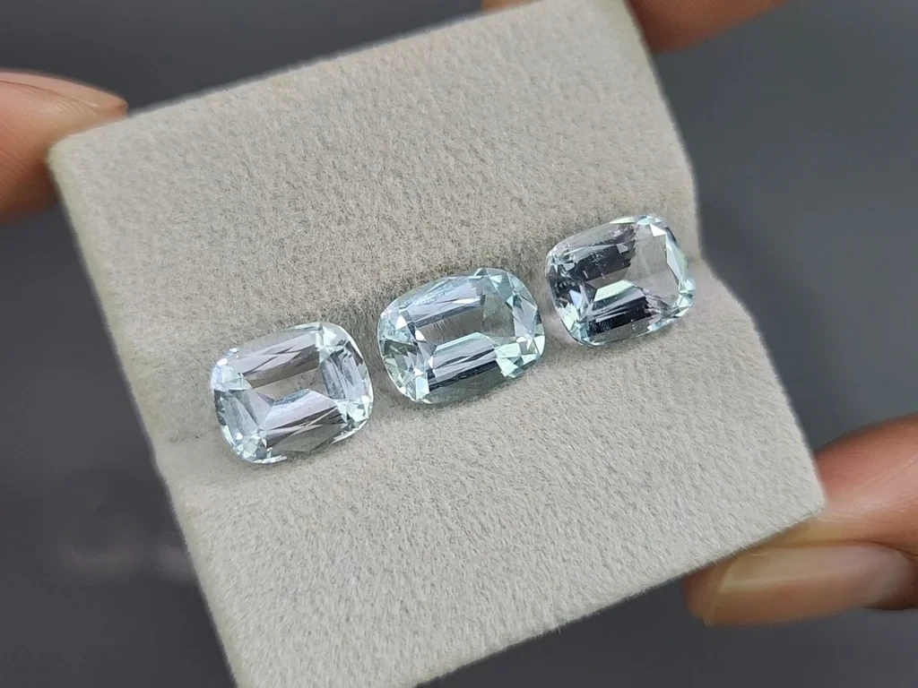 Set of aquamarines cushion cut 8.39 carats, Madagascar Image №5