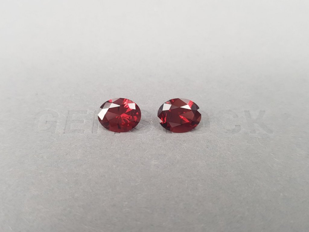 Pair of vivid red oval cut rhodolites 3.52 ct, Tanzania Image №1
