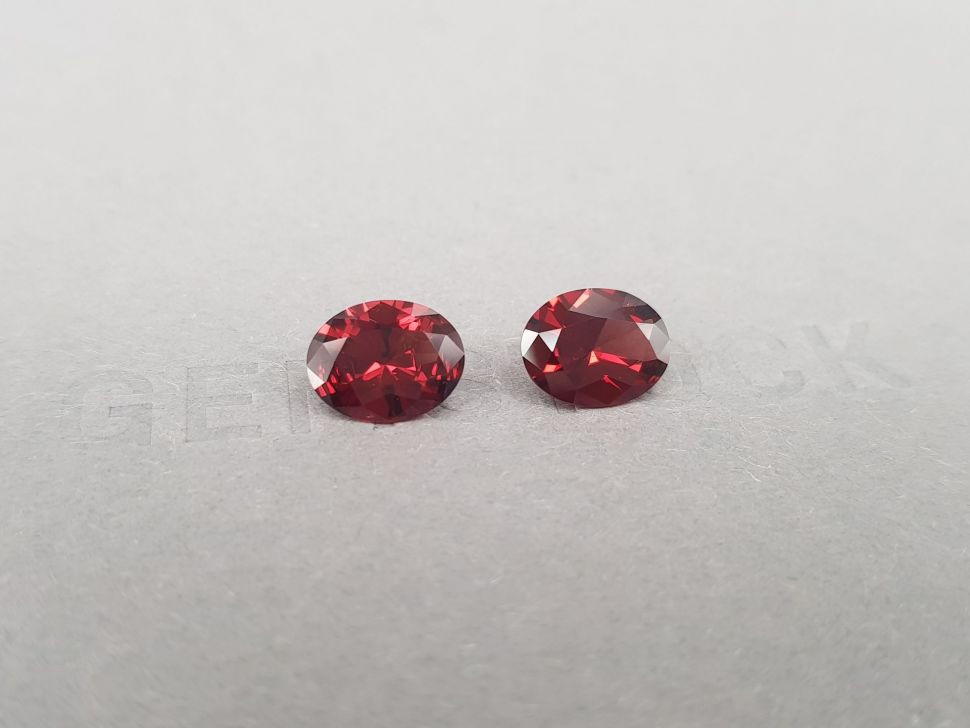 Pair of vivid red oval cut rhodolites 3.52 ct, Tanzania Image №2