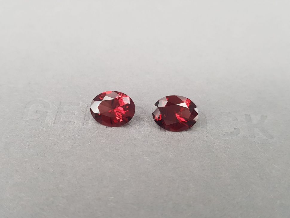 Pair of vivid red oval cut rhodolites 3.52 ct, Tanzania Image №3