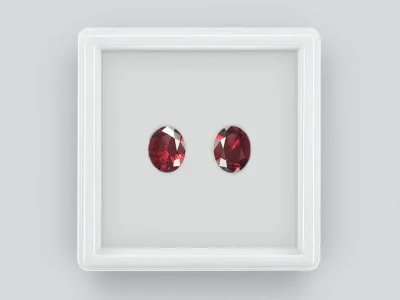 Paire de rhodolites taille ovale saturées 3,52 ct, Tanzanie photo