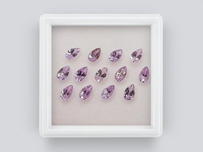 Set of calibrated sapphires 5x3 mm in pear cut 3.08 carats/13 pcs. photo