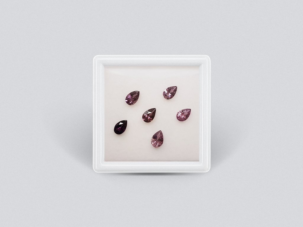 Set of calibrated sapphires 6x4 mm pear cut 2.54 carats /6 pcs Image №1