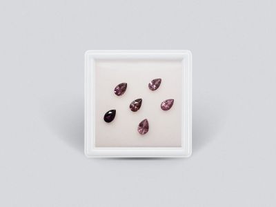 Set of calibrated sapphires 6x4 mm pear cut 2.54 carats /6 pcs photo