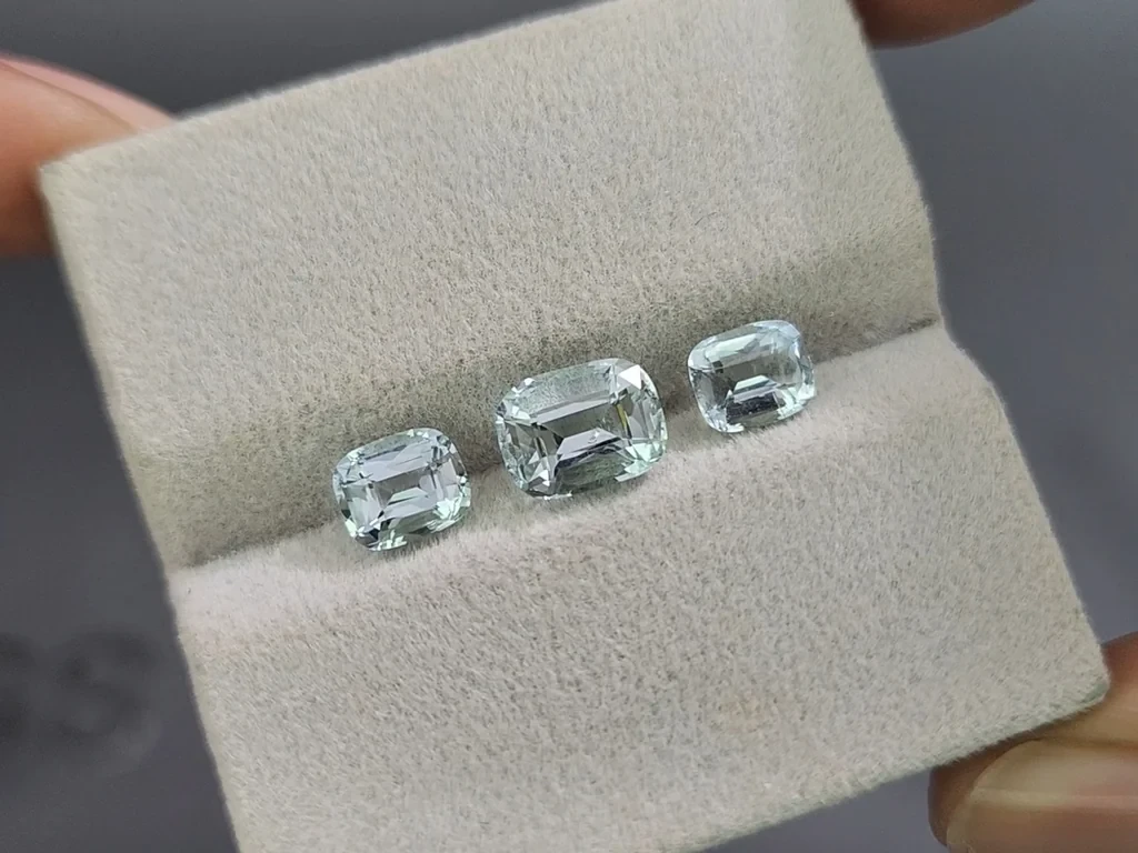 Set of aquamarines cushion cut 2.89 carats, Madagascar Image №5