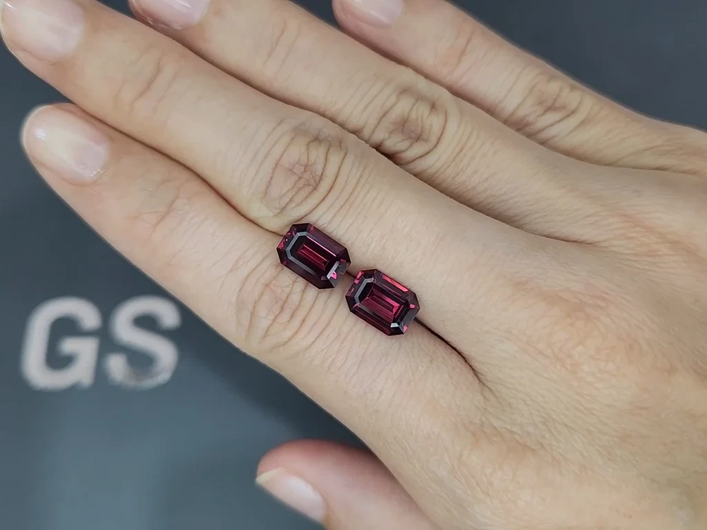 Paar rhodolith-granate achteckig geschliffene violette 5,50 karat,Tansania Image №2