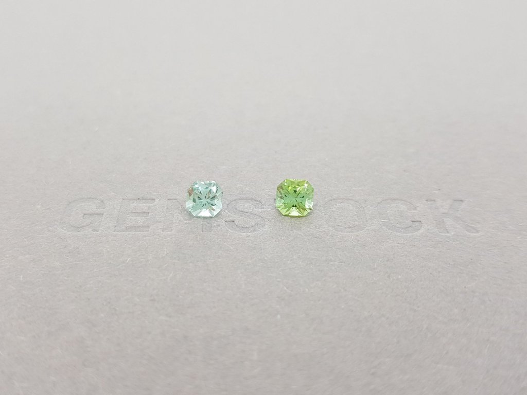 Contrasting pair of radiant cut tourmalines 0.85 ct Image №1