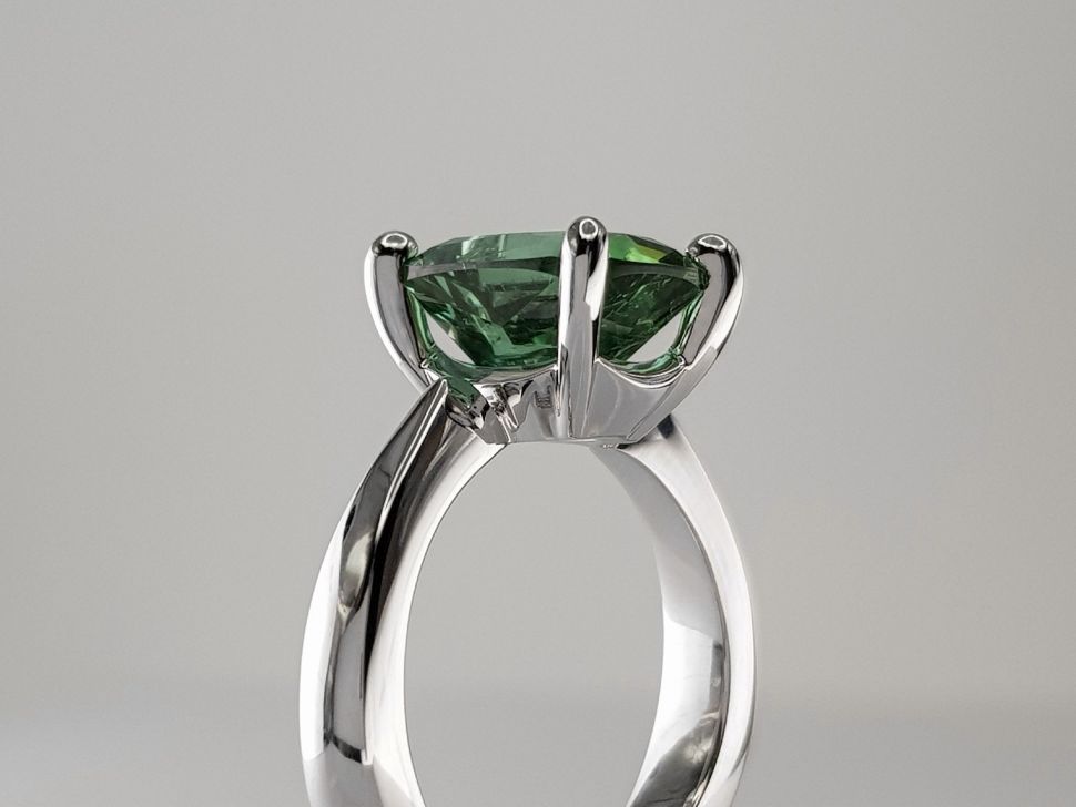 Mint tourmaline ring in 18K white gold Image №4