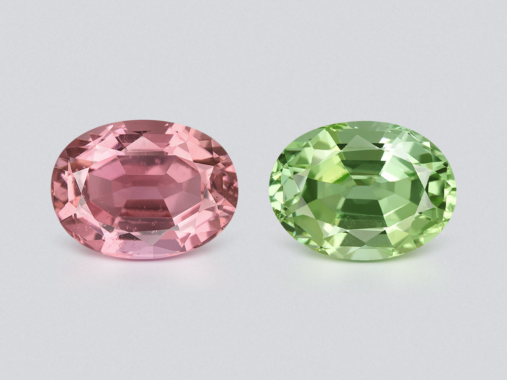 Deux tourmalines ovales contrastées 17,00 carats, Colombie Image №1