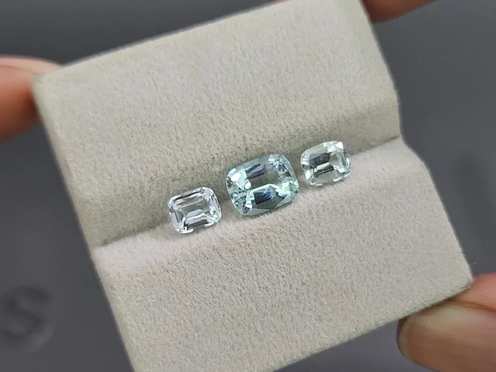 Ensemble aigues-marines taille coussin, 2,60 carats, Madagascar Image №5