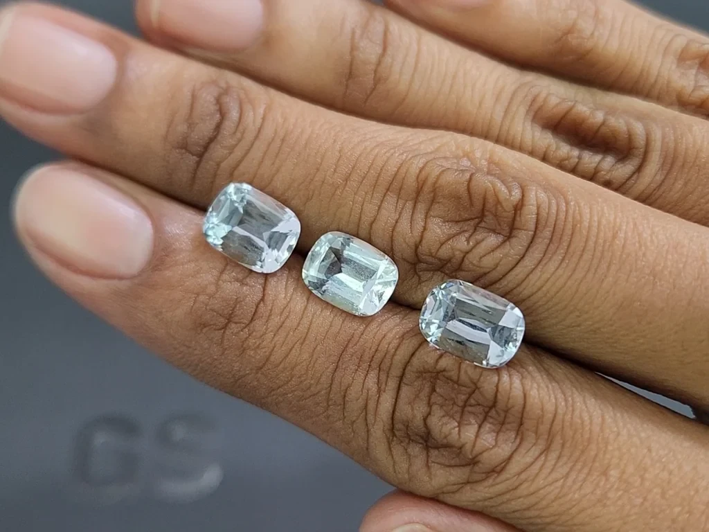 Set of aquamarines cushion cut  6.37 carats, Madagascar Image №2