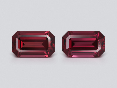 Pair of rhodolite garnets octagon cut 4.97 carats, Madagascar photo