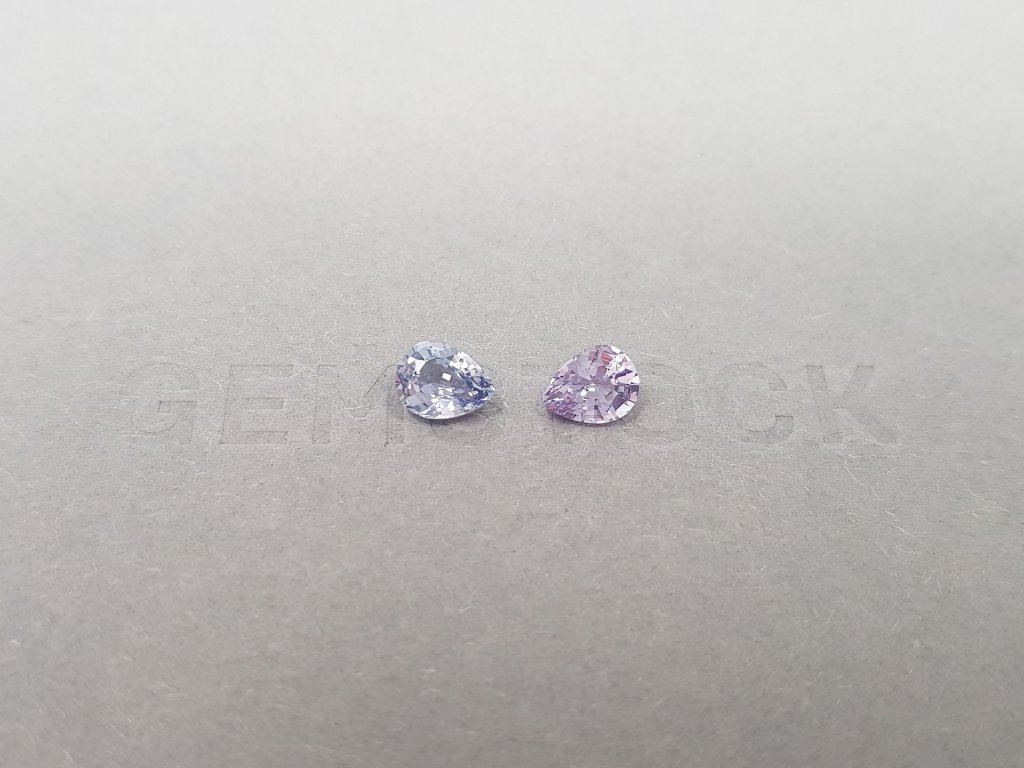 Pair of unheated lavender sapphire and pear cut spinel 1.56 ct Image №1