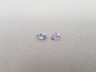 Pair of unheated lavender sapphire and pear cut spinel 1.56 ct photo