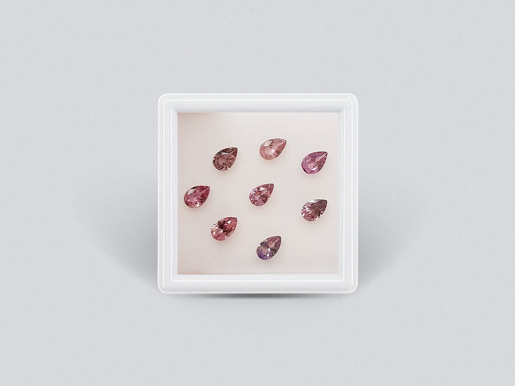 Set of calibrated sapphires 6x4 mm pear cut 3.21 carats /8 pcs Image №1