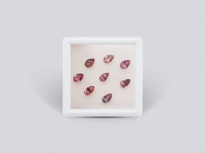 Set of calibrated sapphires 6x4 mm pear cut 3.21 carats /8 pcs photo