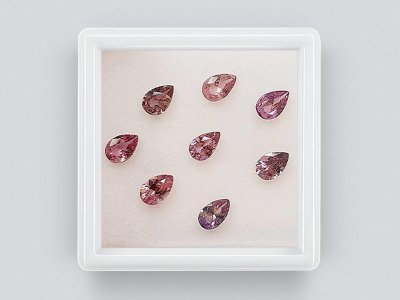 Set of calibrated sapphires 6x4 mm pear cut 3.21 carats /8 pcs photo