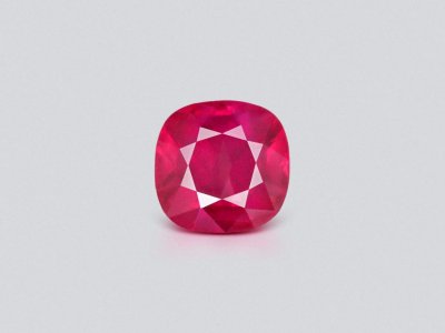 Unheated silky Pigeon's Blood ruby 1.55 carats in cushion cut, Mozambique photo