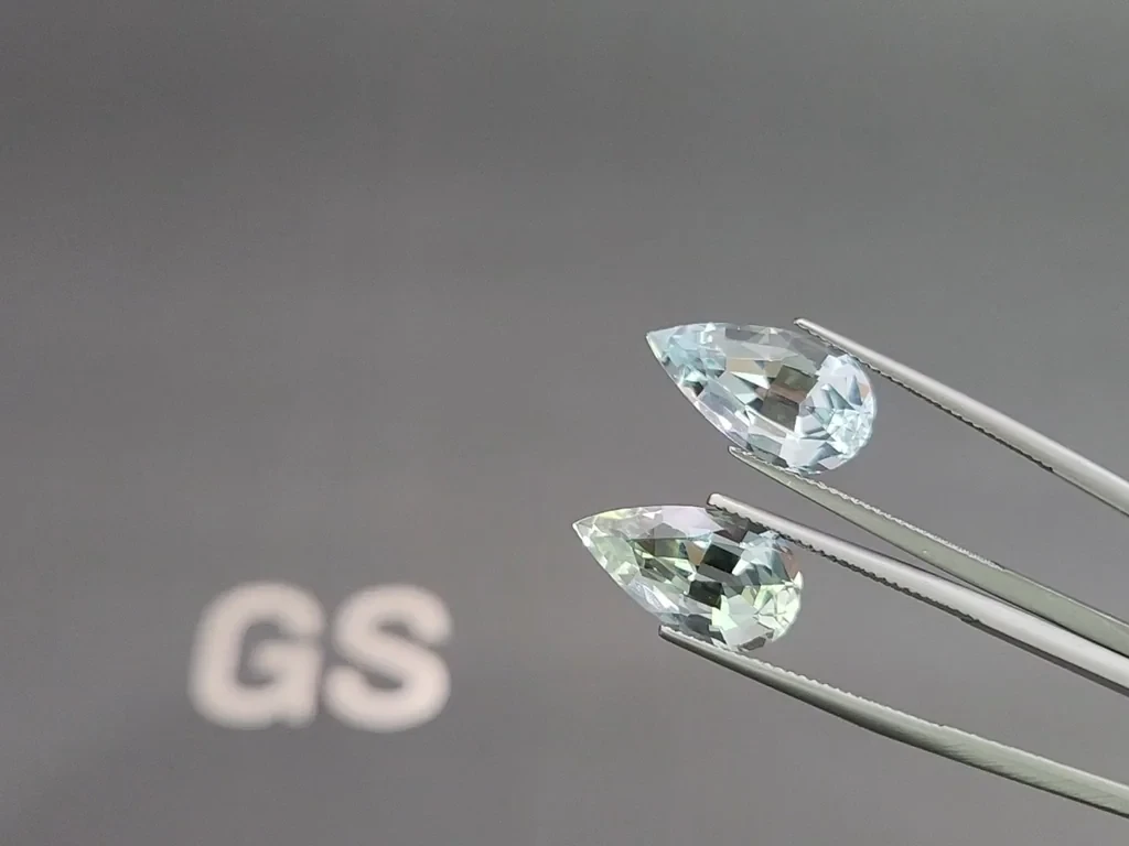 Paar birnenförmig geschliffene aquamarine 10,50 karat, Mosambik Image №3